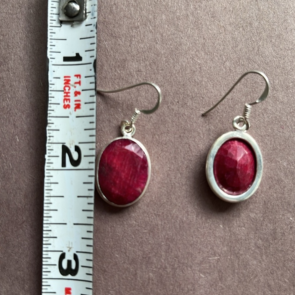 Royal Ruby in Sterling Silver Dangle Earrings - Picture 5 of 5